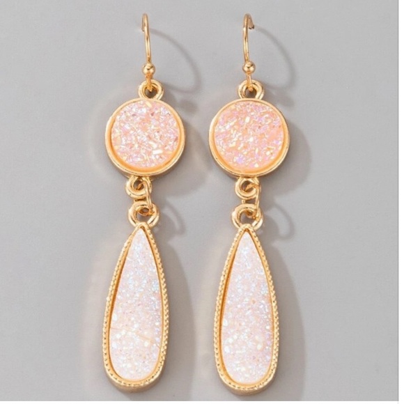 NEW•Elegant Blush Rose Gold Teardrop Earrings - Picture 4 of 5